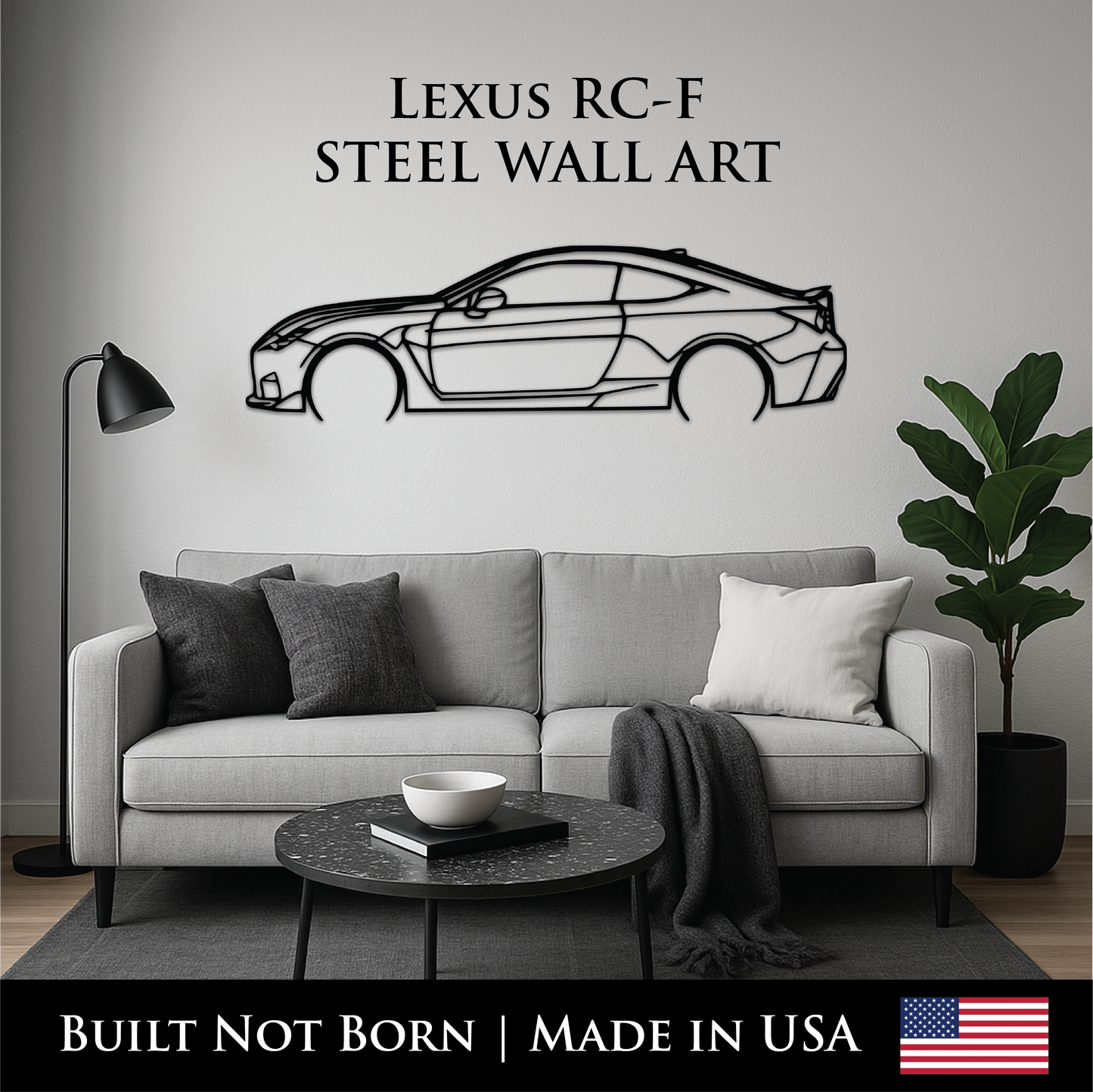 Lexus RC F (2015–Present) Metal Wall Art – 14GA Steel Silhouette