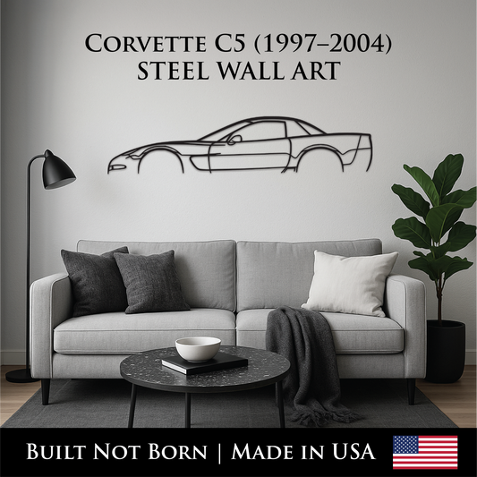 Chevrolet Corvette C5 (1997–2004) Metal Wall Art – 14GA Steel Silhouette