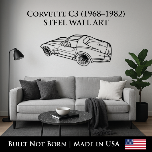 Chevrolet Corvette C3 (1968–1982) Metal Wall Art – 14GA Steel Silhouette