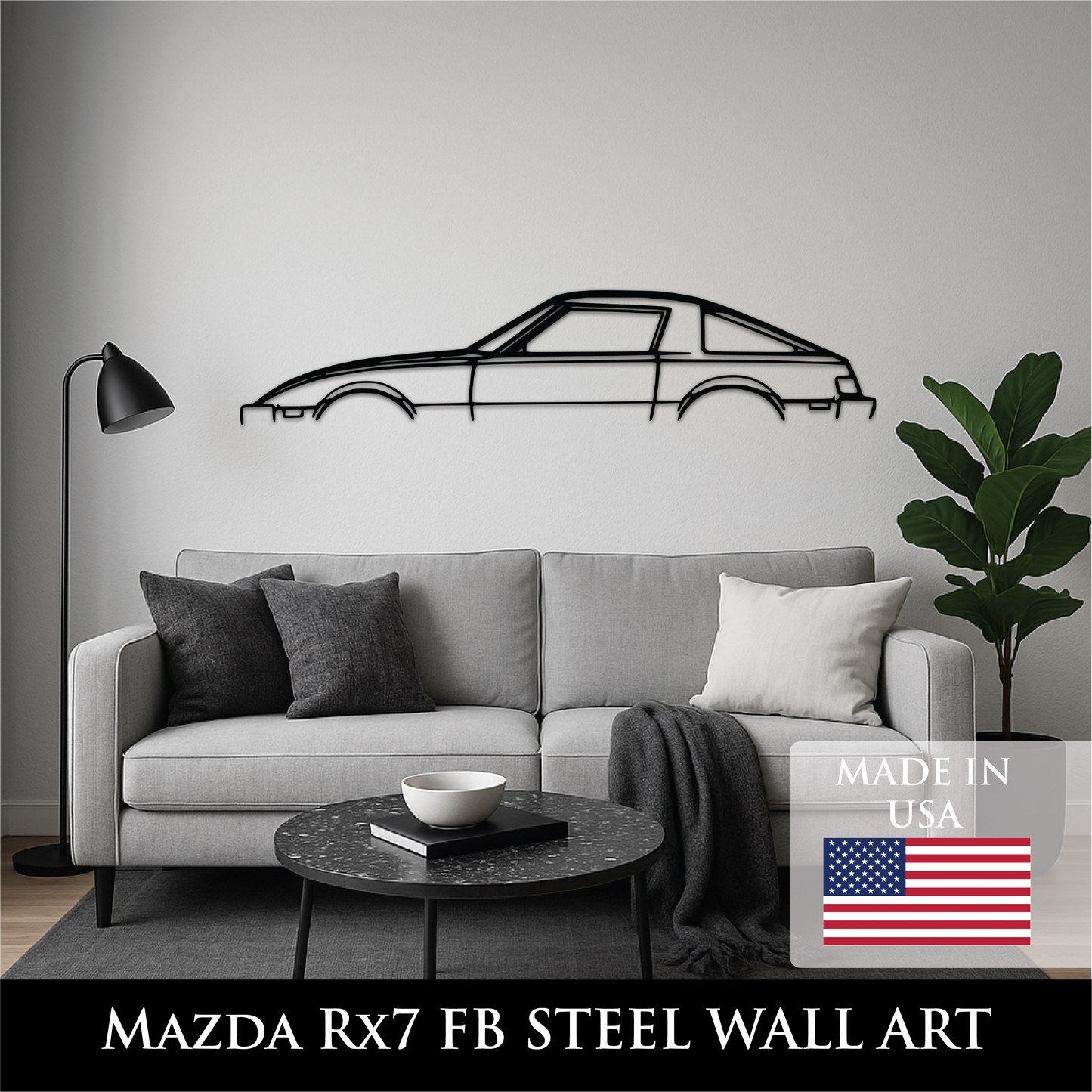 Mazda RX-7 SA22C / FB (1979–1985) Metal Wall Art – 14GA Steel Car Silhouette