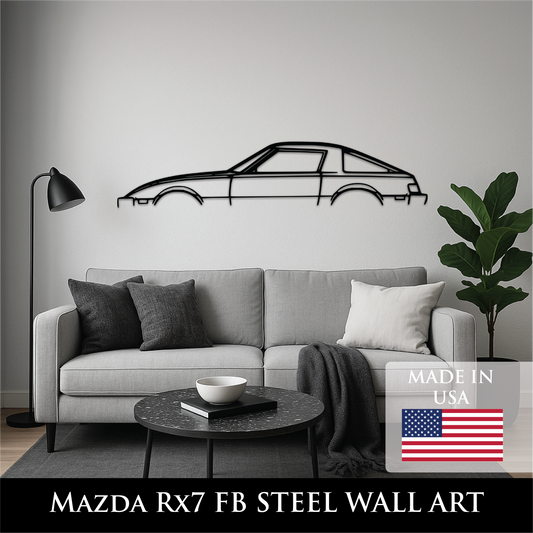 Mazda RX-7 SA22C / FB (1979–1985) Metal Wall Art – 14GA Steel Car Silhouette